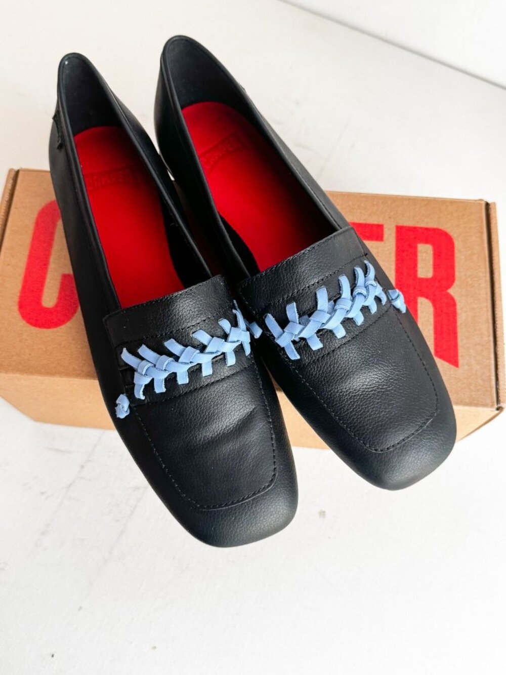 CAMPER Casi Myra Whipstich Detail Leather Loafers 40